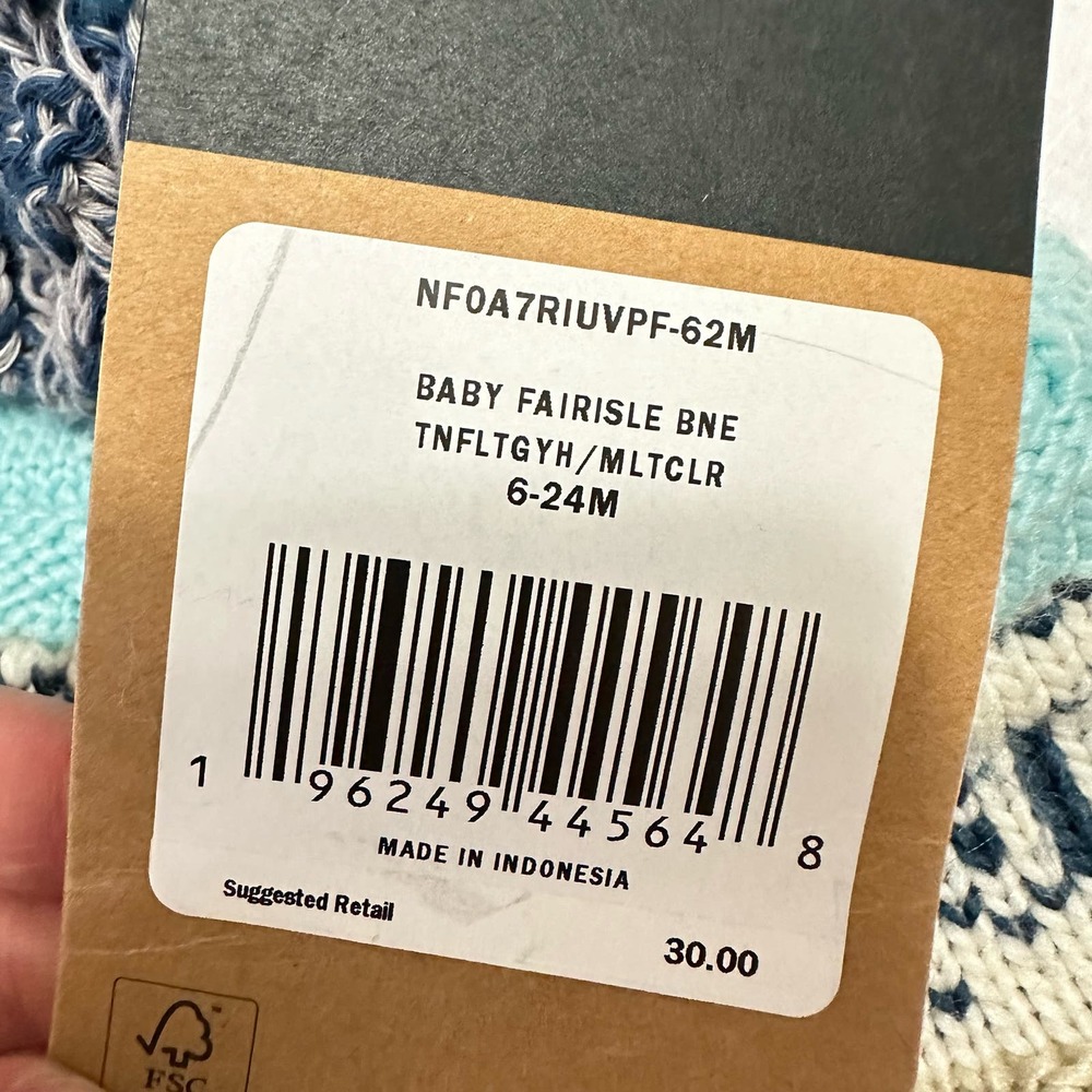 The North Face Baby Fair Isle Earflap Beanie Unisex Fleece Lining 6-24 Mths NWT - Picture 6 of 6